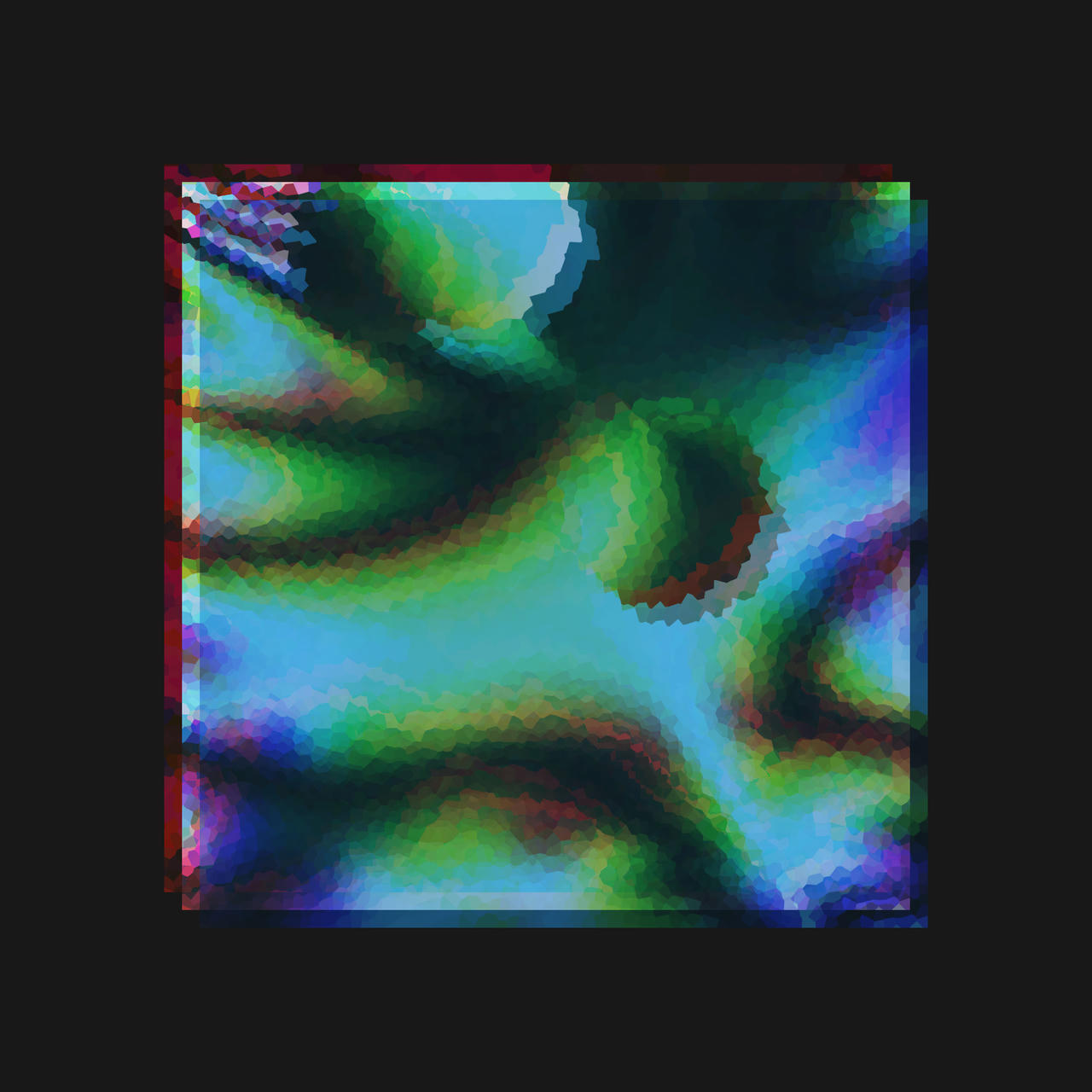 Abstract green & blue artwork on a black background