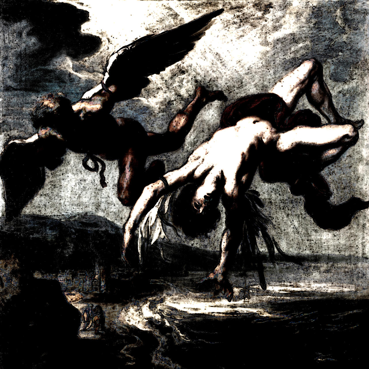 Painting of Icarus falling